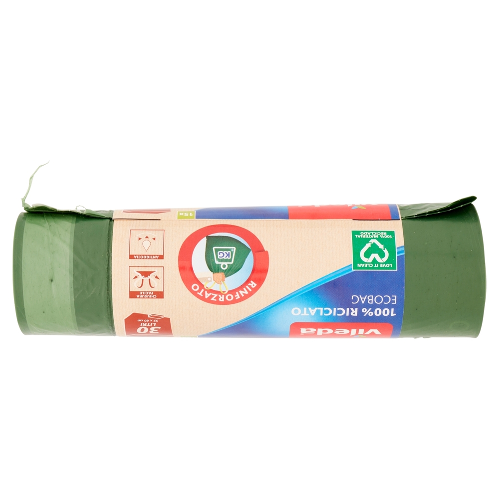 Vileda sacco immondizia Ecobag 100% Riciclato da 30lt, 15 sacchi